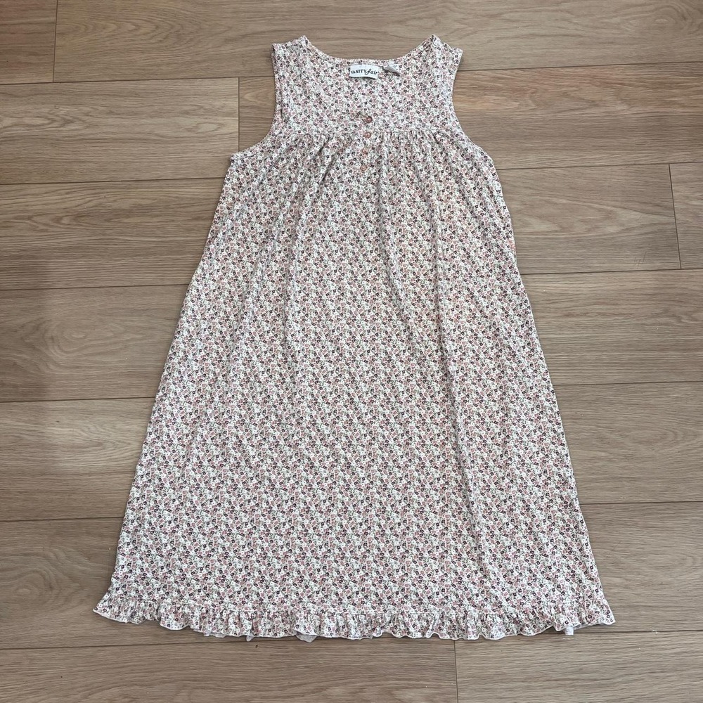 Vanity Fairy Floral Sleeveless Dress Women M Cottagecore Grandmacore Prairie